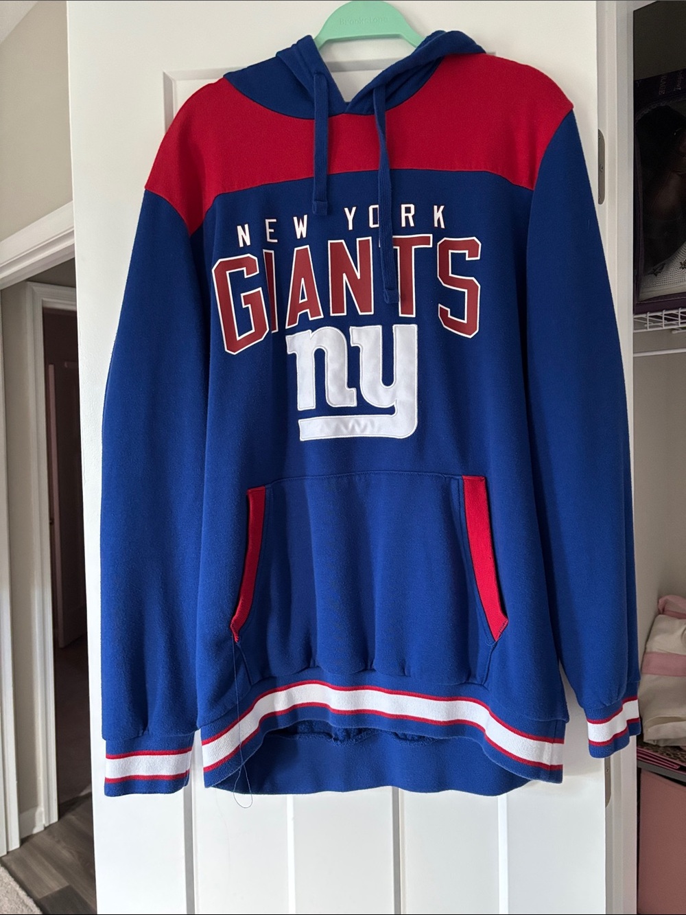 NFL New York Giants Blue and Red Crewneck Hoodie
